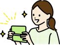 女性が通帳を手に持って確認をするイラスト
