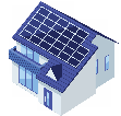 家の屋根に太陽光パネルがあるイラスト