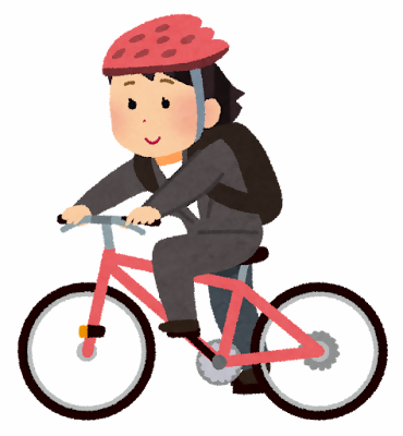 ヘルメットをかぶって自転車を運転するイラスト