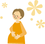 お腹に両手をあてている妊婦さんのイラスト