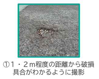 1.1.2メートル程度の距離から破損具合がわかるように撮影
