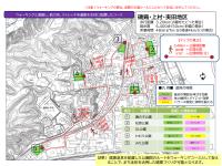 磯鶏・上村・実田地区のウォーキングコースの一例の地図