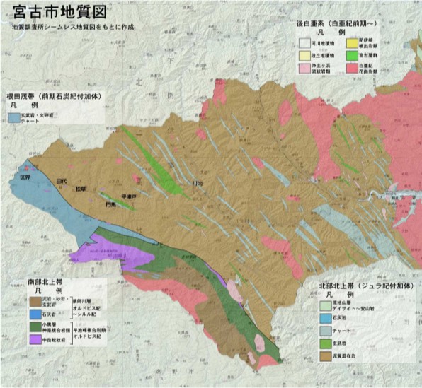 門馬区域の地質図
