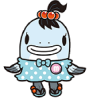 洋服を着た可愛らしいサケの女の子の姿をした、宮古市キャラクターのみやこちゃんのイラスト