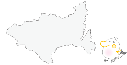 宮古市の地図とデカポンのイラスト