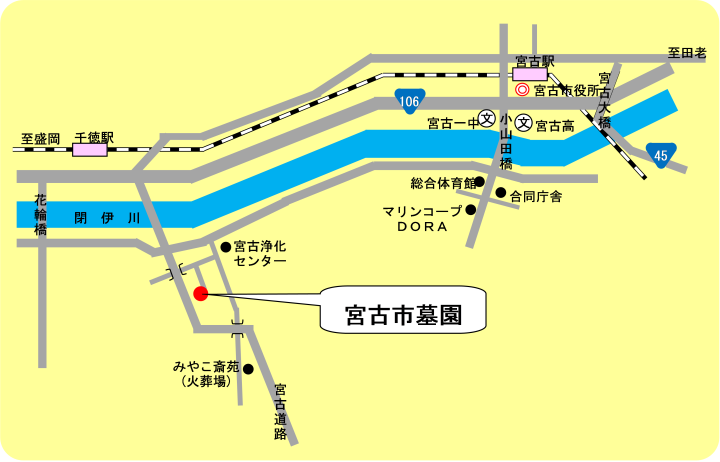 宮古市墓園の位置図