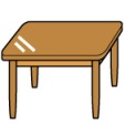 茶色の4本足のテーブルのイラスト