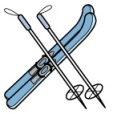 スキー板とスキーストックのイラスト