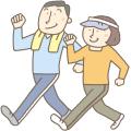 ウォーキングをしている男性と女性のイラスト