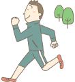 緑色のジャージを着た男性がジョギングをしているイラスト
