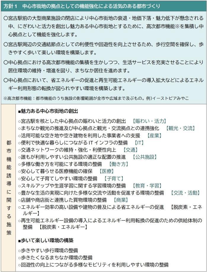 方針1 中心市街地の拠点としての機能強化による活気のある都市づくり