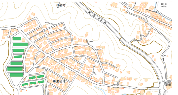 中里団地住宅の位置図