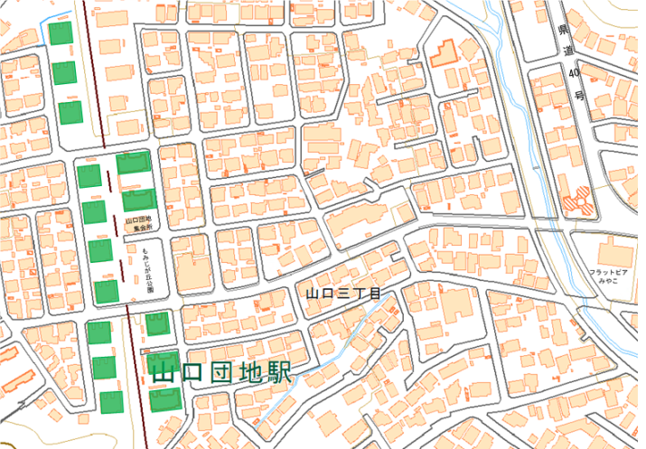 山口団地住宅の位置図