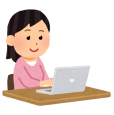 女性が椅子に座りノートパソコンを使用しているイラスト
