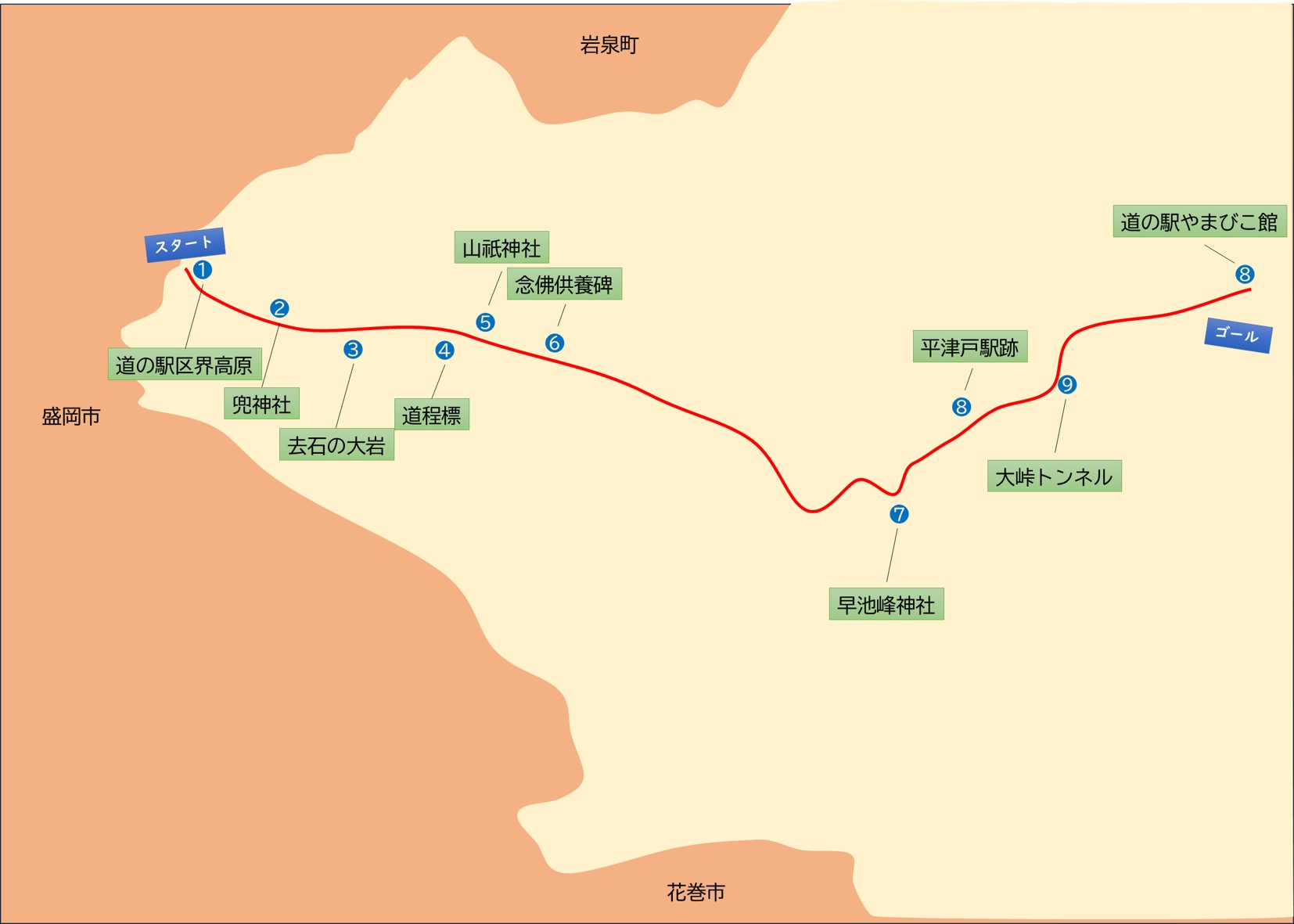 門馬区域のルート地図