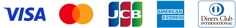 左からVISA、マスターカード、JCB、アメリカンエクスプレス、ダイナースクラブのロゴマーク