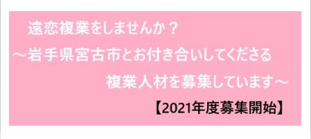 遠恋複業をしませんか？ ～岩手県宮古市とお付き合いしてくださる複業人材を募集しています～【2021年度募集開始】